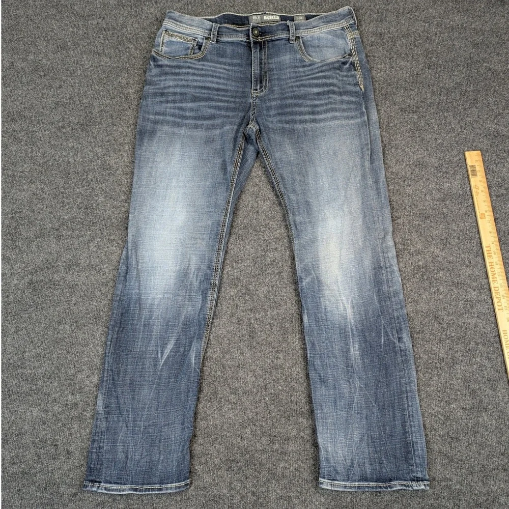 BKE Tyler Mens Straight Leg Jeans Blue Medium Wash Stretch AVS23100 Size 36x32