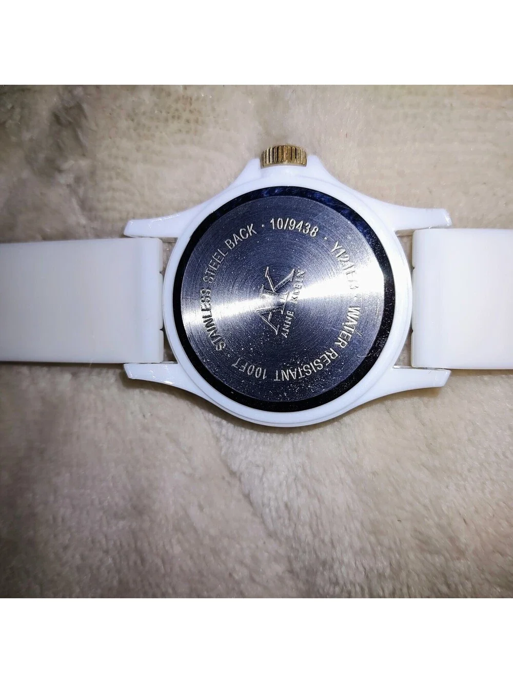 Anne Klein Women's Analog Watch 10/9426 Gold Tone White Plastic Band