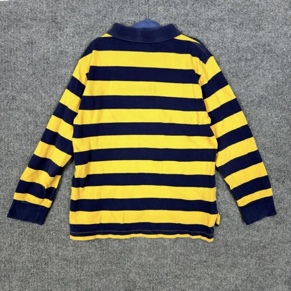 Vintage Polo Ralph Lauren Boys Size 6 Blue Yellow Striped Long Sleeve Polo Shirt