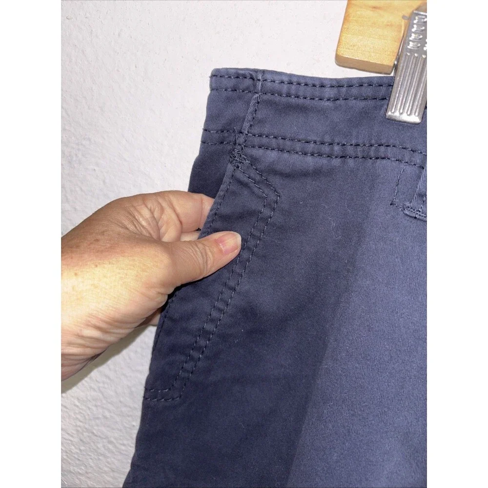 Unionbay Men Blue Cargo Shorts Cotton Canvas Zip Solid Flat Front Pockets 38