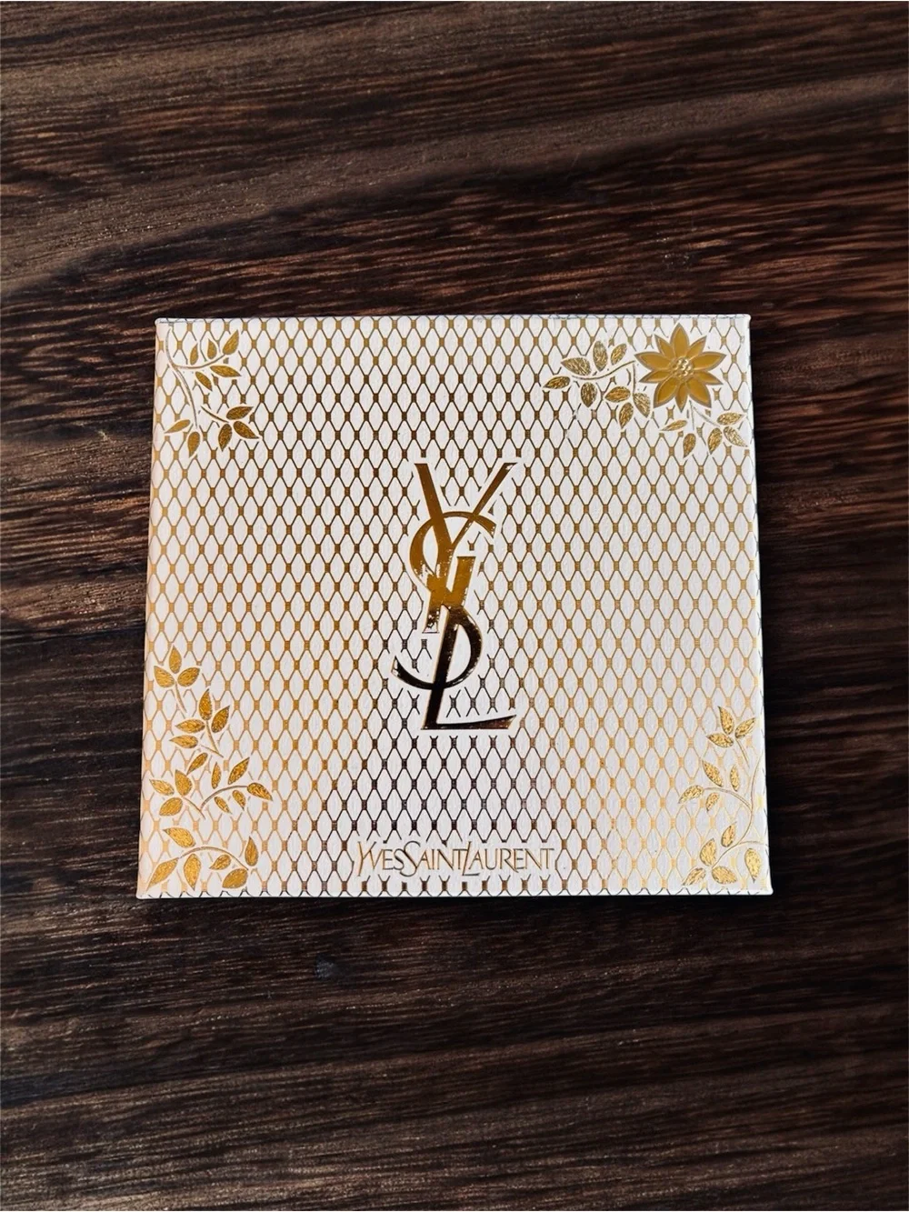 YVES SAINT LAURENT Authentic YSL White Gold Floral Collector Gift Storage Box
