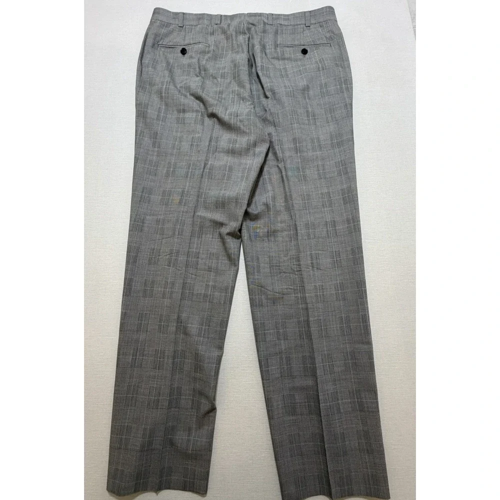 BROOKS BROTHERS Fitzgerald BrooksCool Dress Pants 44R W38 Gray Plaid