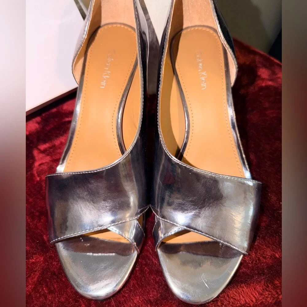 Calvin Klein Metallic Silver Heels
