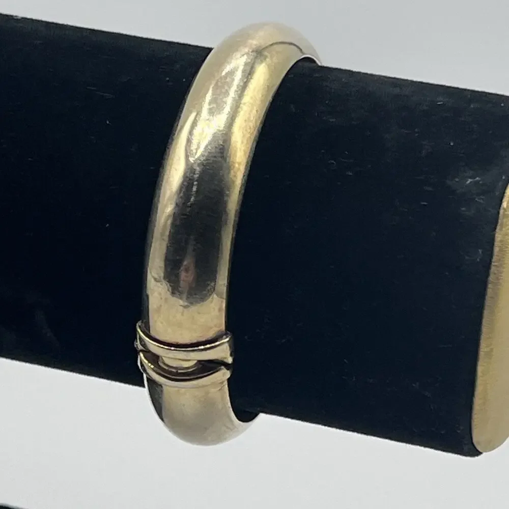 Sterling Silver 925 Gold Vermeil Veronese Italy Hinged Clamper Bracelet Vintage