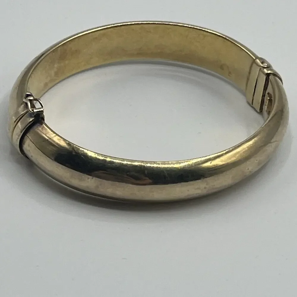 Sterling Silver 925 Gold Vermeil Veronese Italy Hinged Clamper Bracelet Vintage