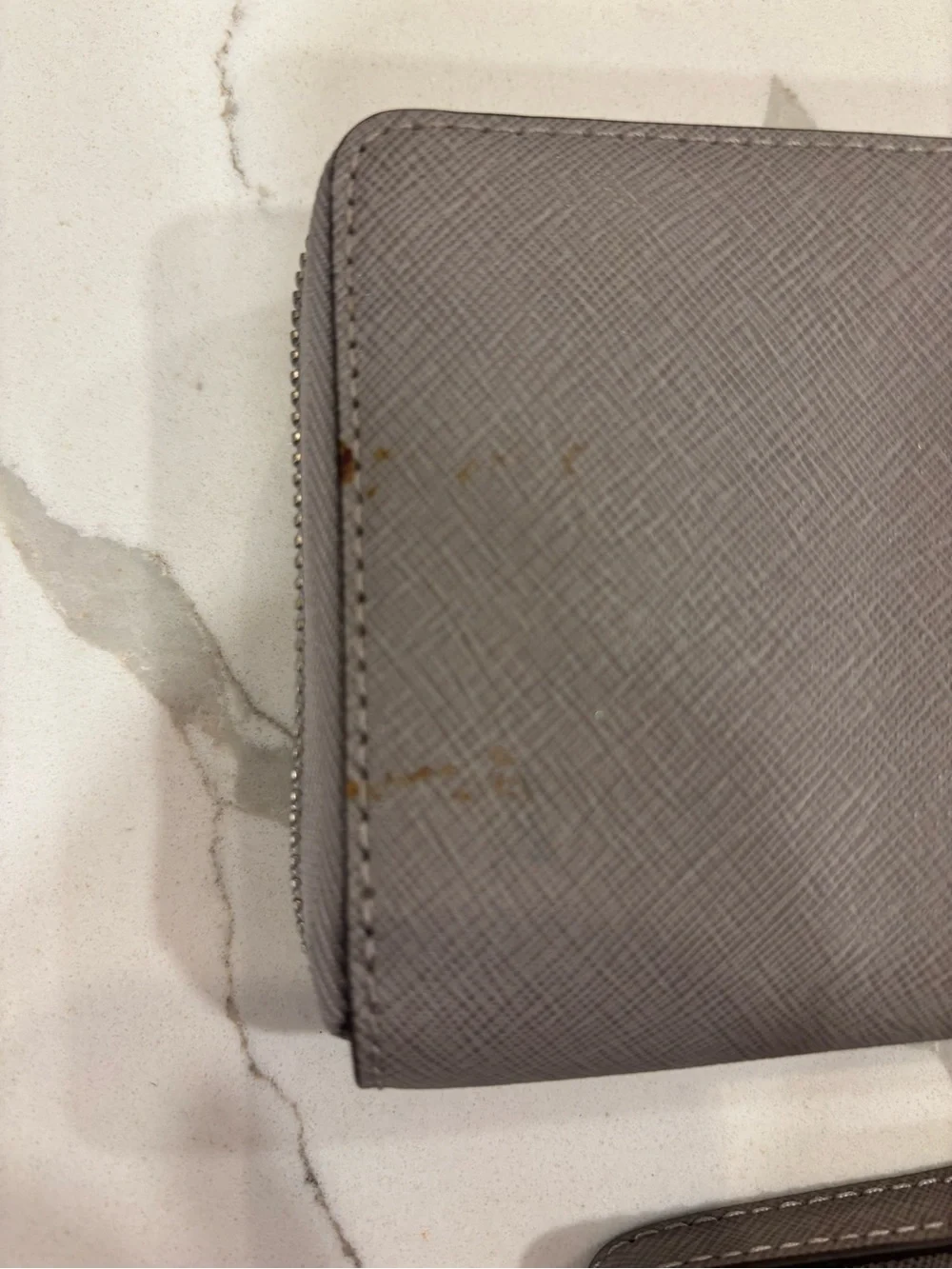 Michael Kors Light Gray Saffiano Zip Wristlet