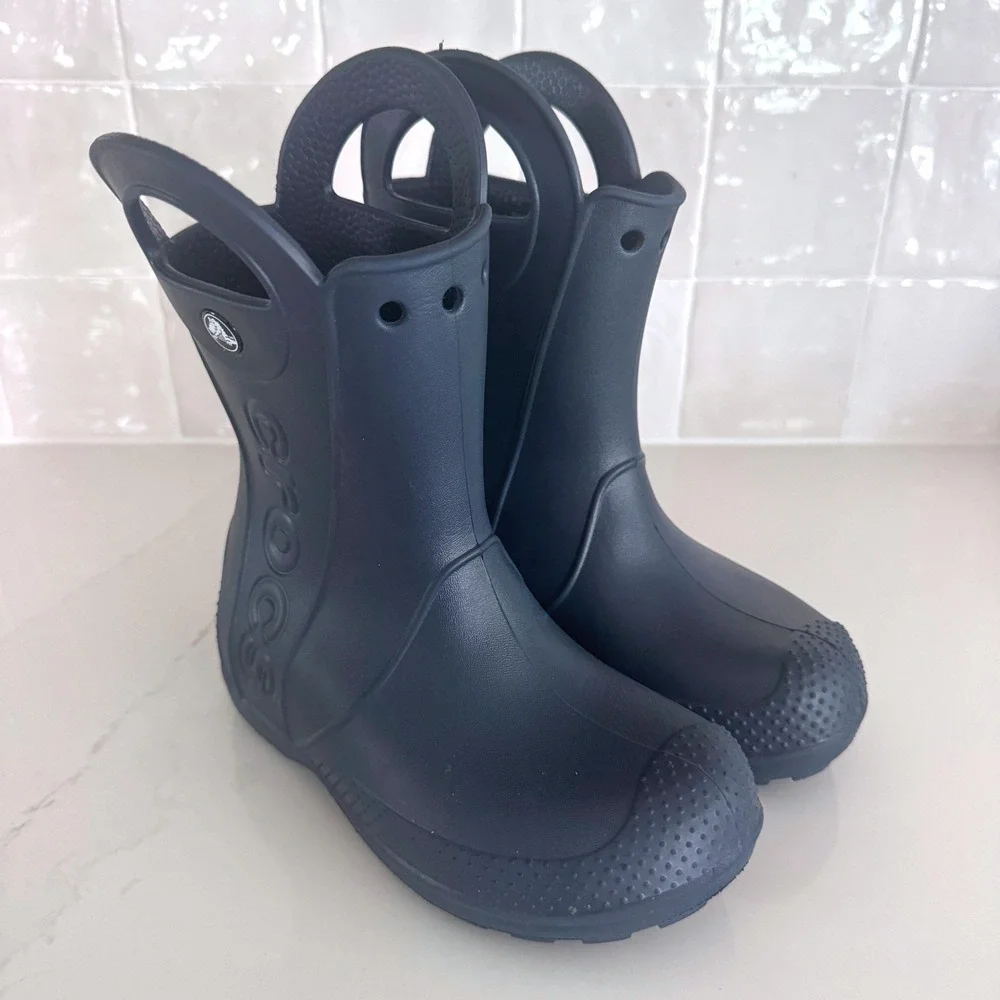 Crocs Handle It Rain Boot Kids C12 Navy Blue Waterproof Lightweight Pull On