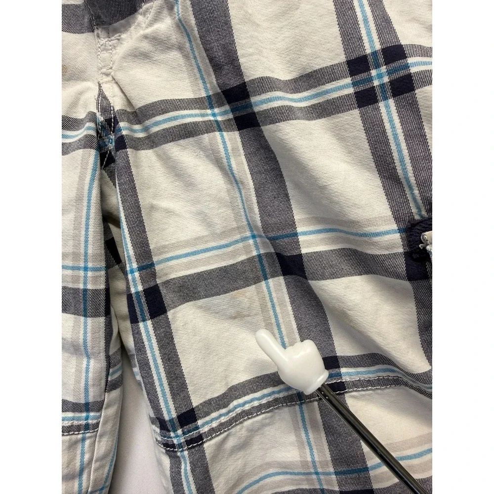 Guess‎ Cargo Shorts Mens 32 White Multi Plaid Cotton Stretch Utility Pockets