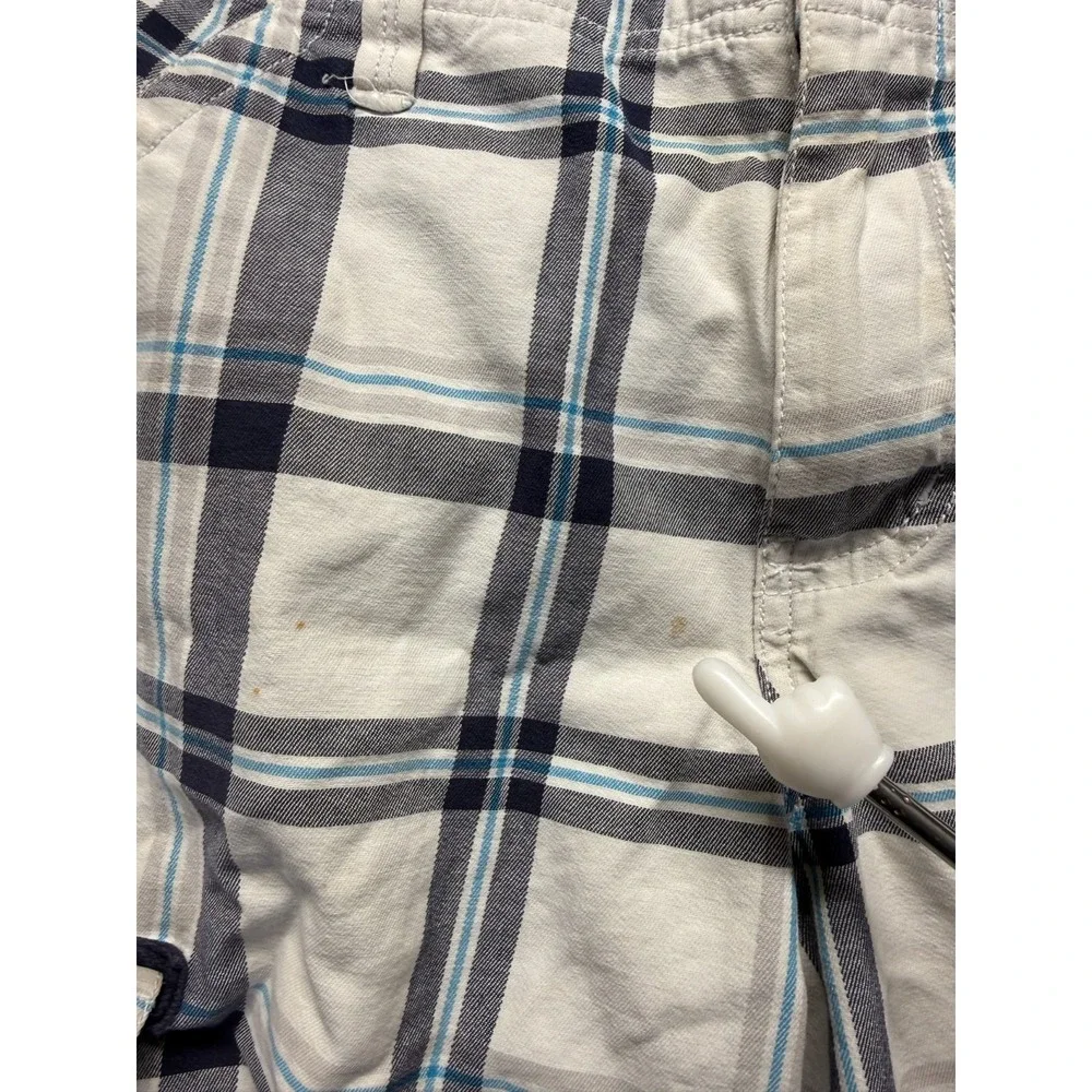 Guess‎ Cargo Shorts Mens 32 White Multi Plaid Cotton Stretch Utility Pockets