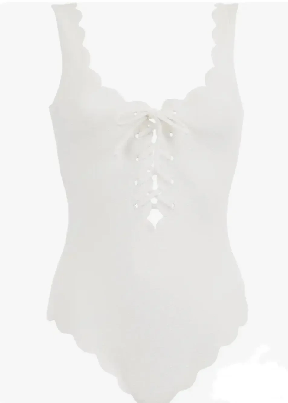 White Marysia One Piece Swimsuit bathing Suit Scalloped Palm Beach Girls Bumby 4