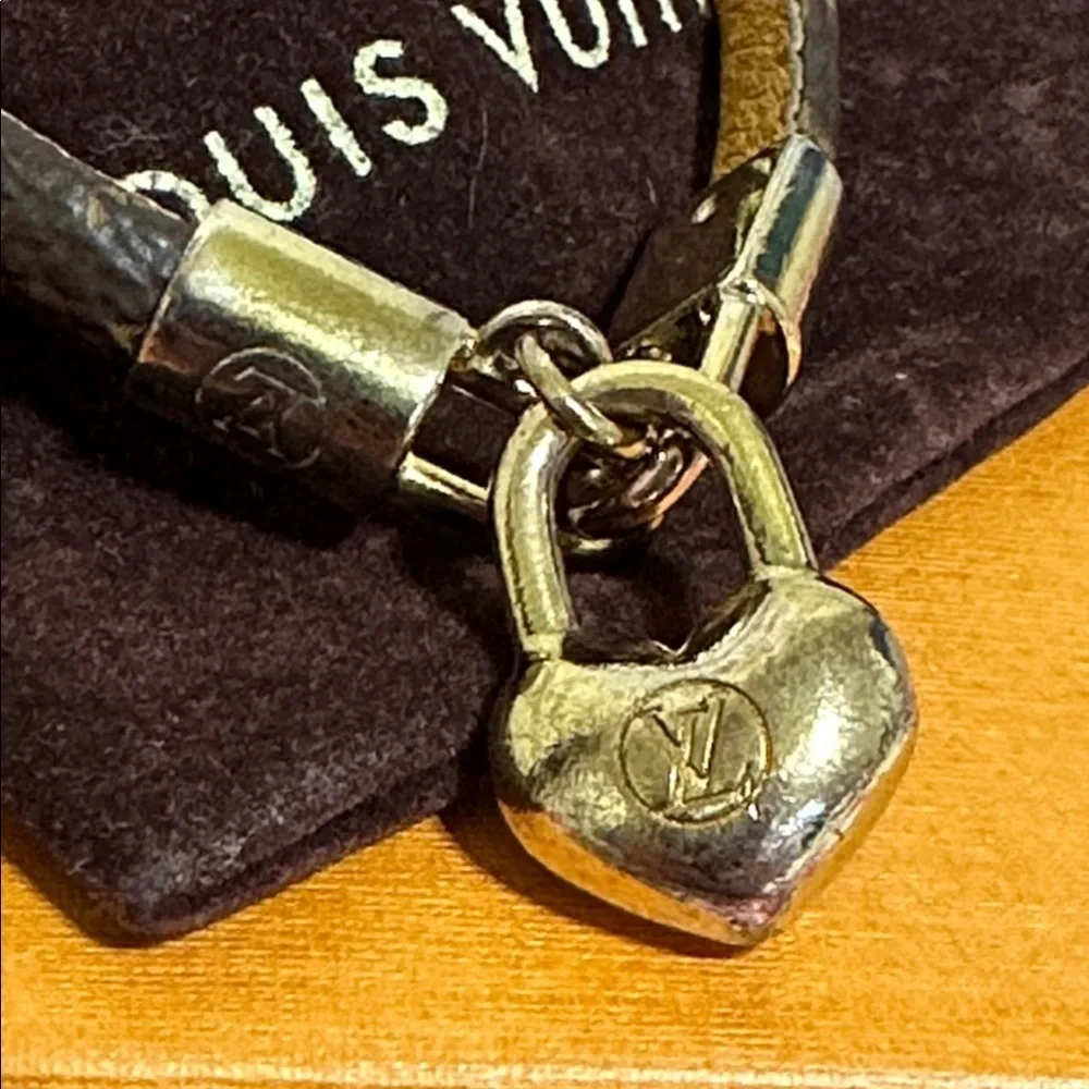 Louis Vuitton Brown Bracelet with Gold Heart Lock