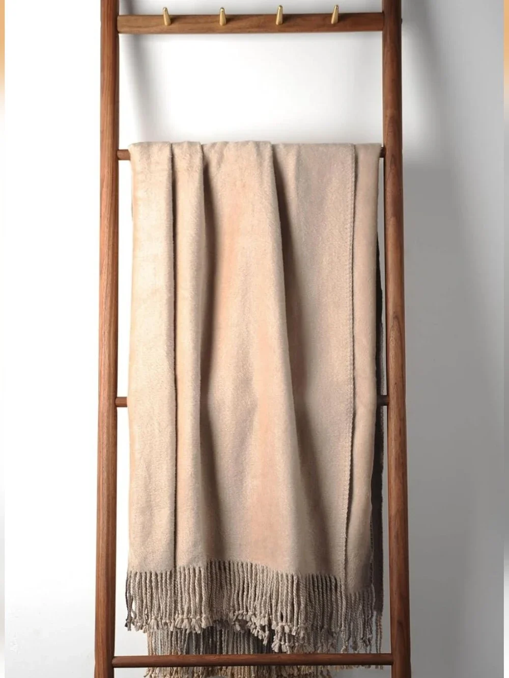 EP Mode Fringed Mulberry Silk Throw Blanket Sofa (Rugby Tan)lightweight 65x50