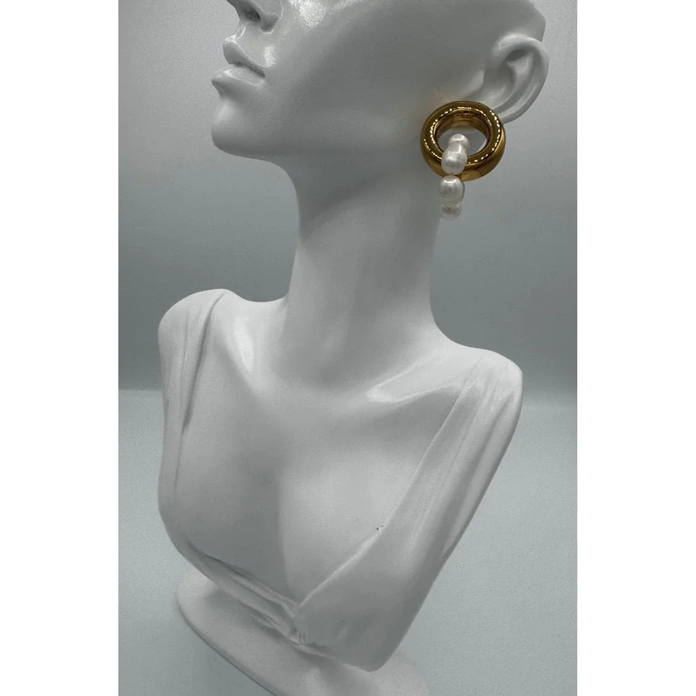Mayamar Bold Gold and Pearl Earrings Women OS Gold Statement Studs MSRP $160‎
