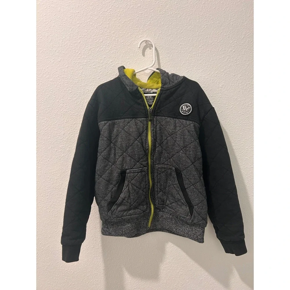 Shaun White Kids Quilted Zip Up Hoodie‎ Jacket S 6-7 Neon Yellow Lined