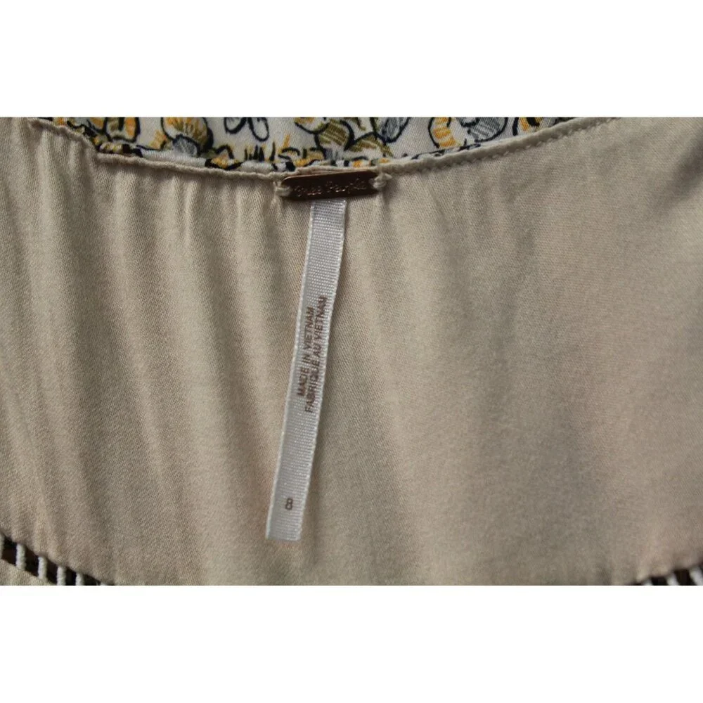 Free People BOHEME MINI DRESS Women Size 8‎ Dress Beige Yellow Floral NWT $128