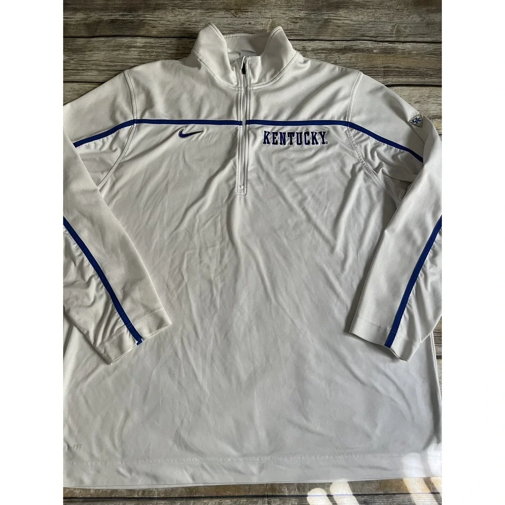 NIKE‎ Dri-Fit Half-Zip Long Sleeve Pullover Top Shirt Men's Size XXL White