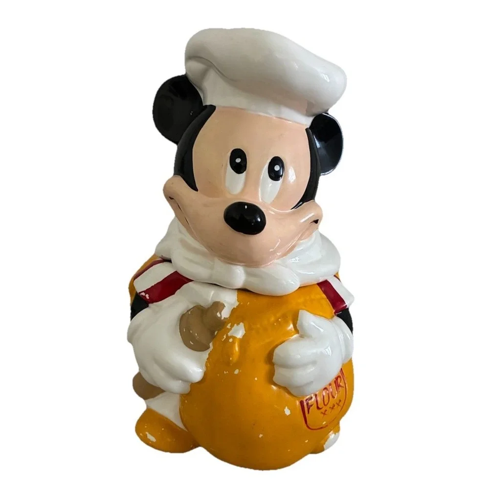 Vintage Cookie Jar Disney‎ Mickey Mouse Chef Flour Sack Hoan Ltd. Ceramic *flaws