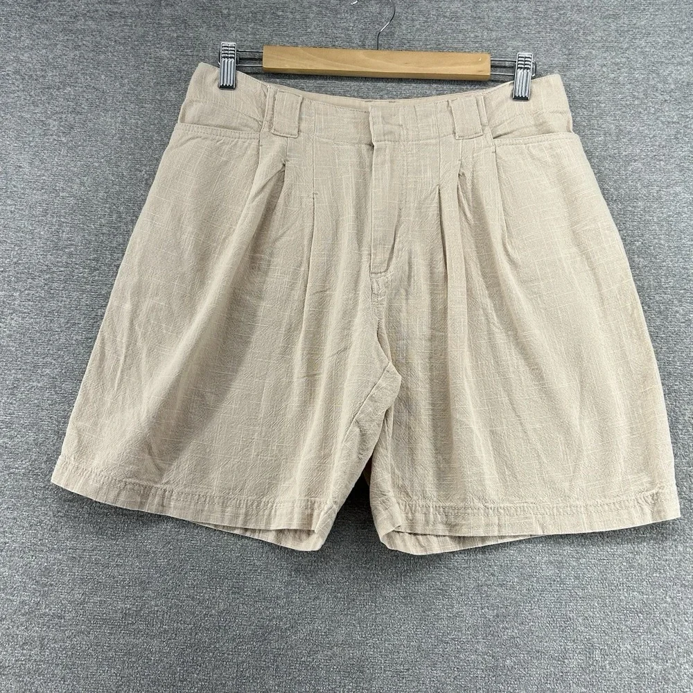 Free People Pleaded Shorts Size 4 Beige‎ Casual 100% Cotton