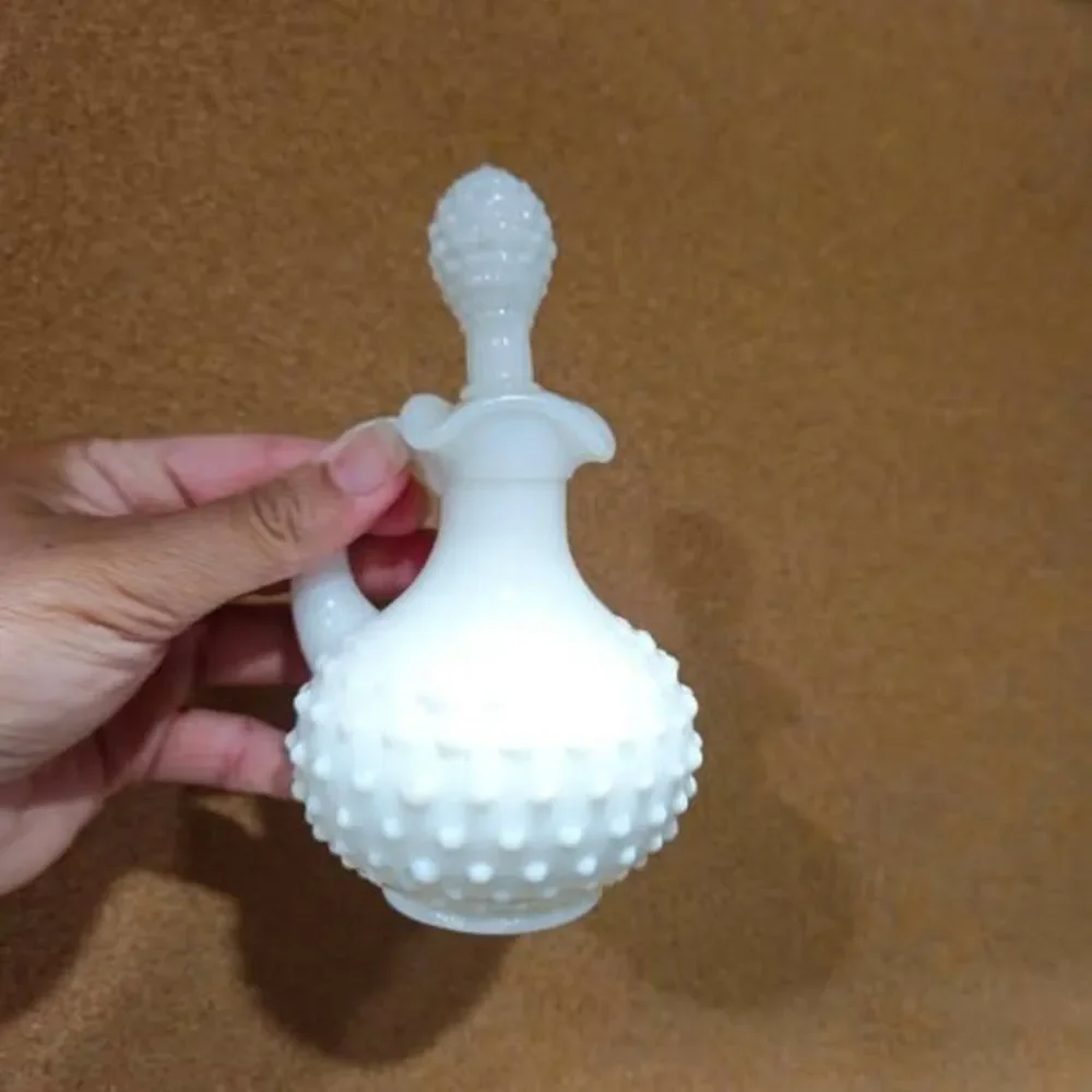 Vintage Avon Milk Glass Hobnail Cruet Bottle with Stopper
