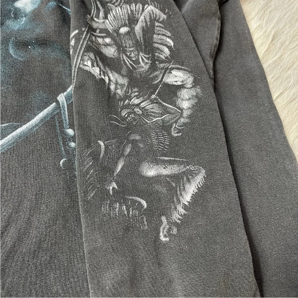 Vintage 90s Black Wolf Native American Long Sleeve Shirt Single Stitch