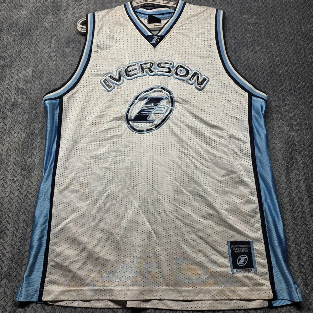 Vintage Reebok I3 Allen Iverson Limited Edition Mesh Jersey White Blue Men's XXL