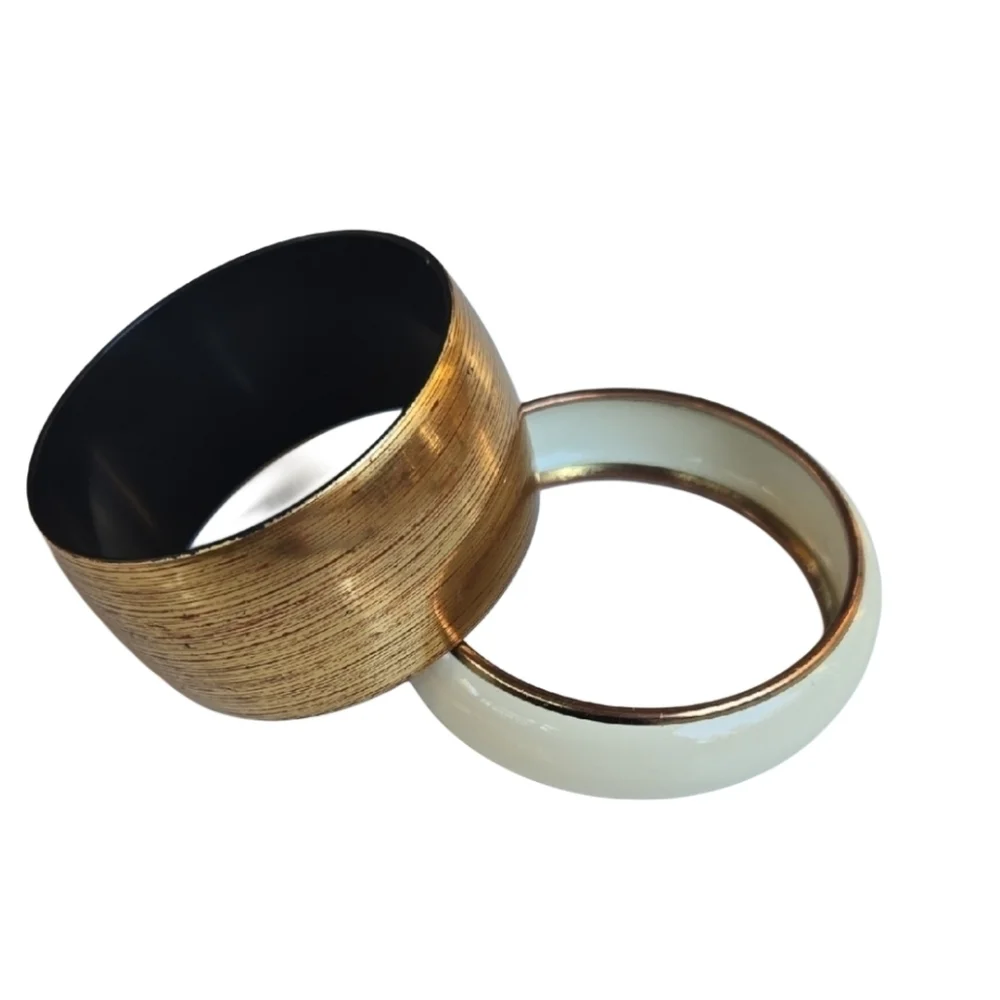 Unbranded Bangle Bracelet‎ Set Womens OS Gold Cream Textured Retro Minimalist
