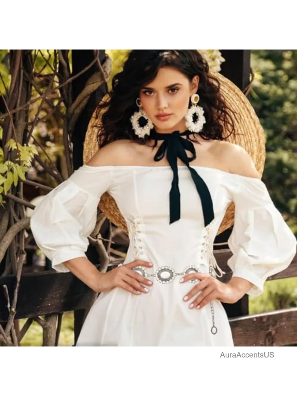 Western Turquoise Concho Chain Waist Belt for Dresses Jeans