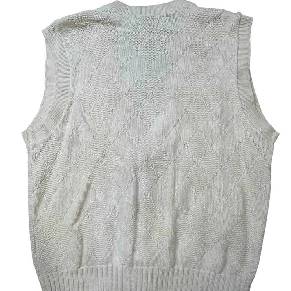Jantzen Men’s Vintage Cream Cardigan Knit Sweater‎ Vest Diamond L