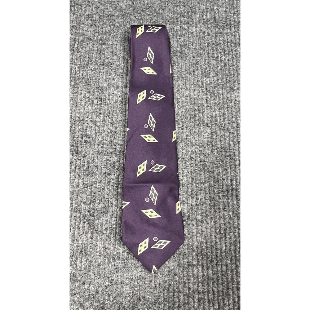 VTG‎ Polo by Ralph Lauren Mens 100% Silk Neck Tie Purple Diagonal Diamond Design