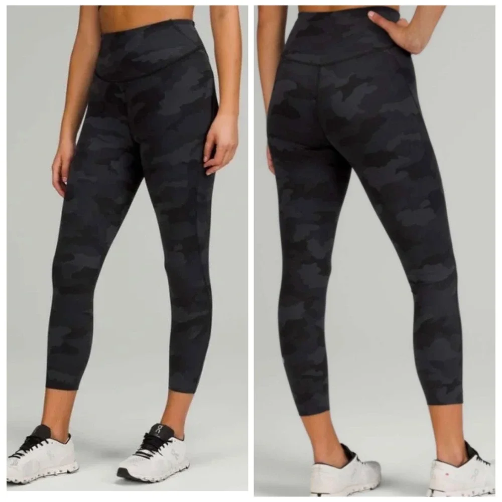 Lululemon Base Pace‎ High-Rise Crop 23 Camo Heritage 365 Deep Coal Multi 20 NWOT