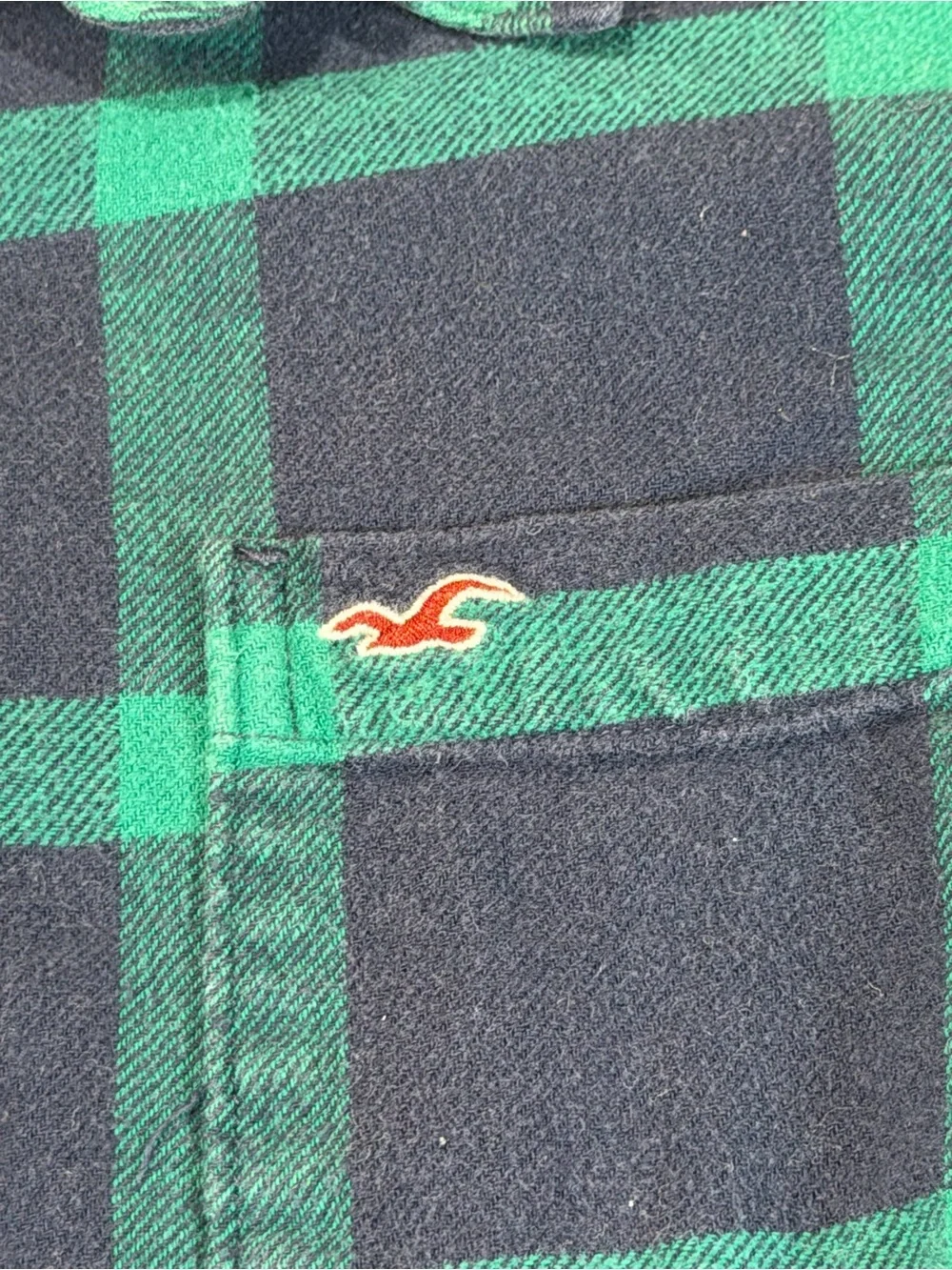 Hollister Men's Navy & Teal Plaid Button-Down Shirt