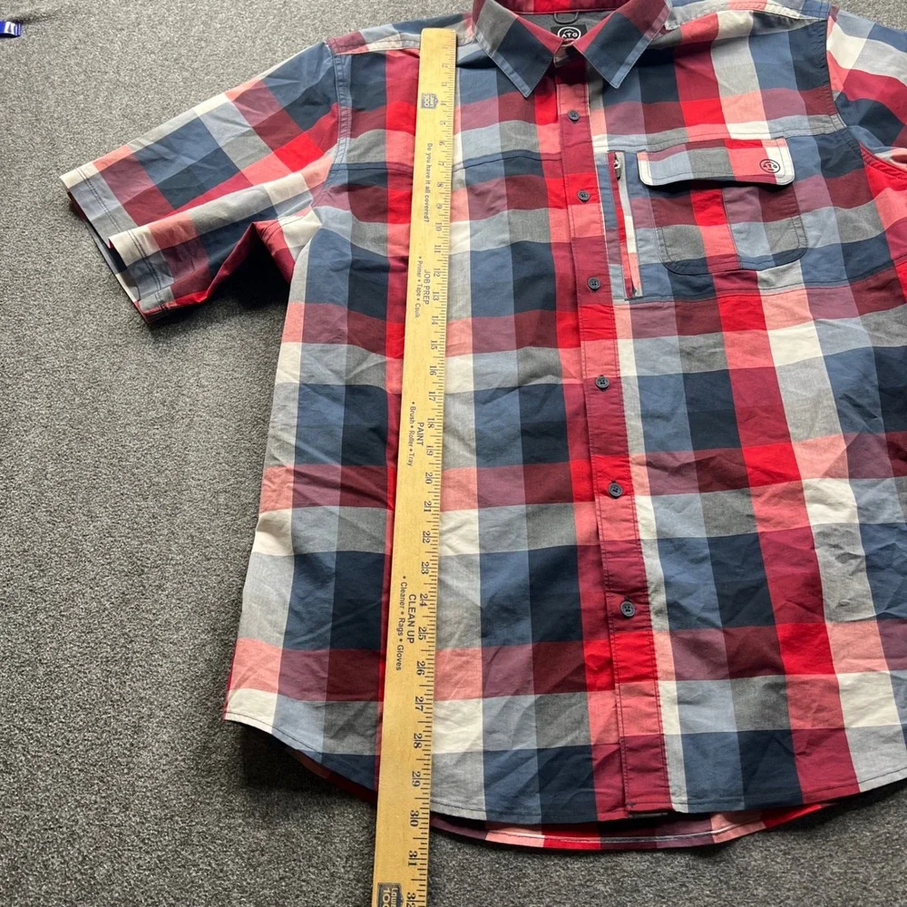 Wrangler ATG Shirt Mens XL Red Blue Plaid‎ Short Sleeve All Terrain Gear Outdoor