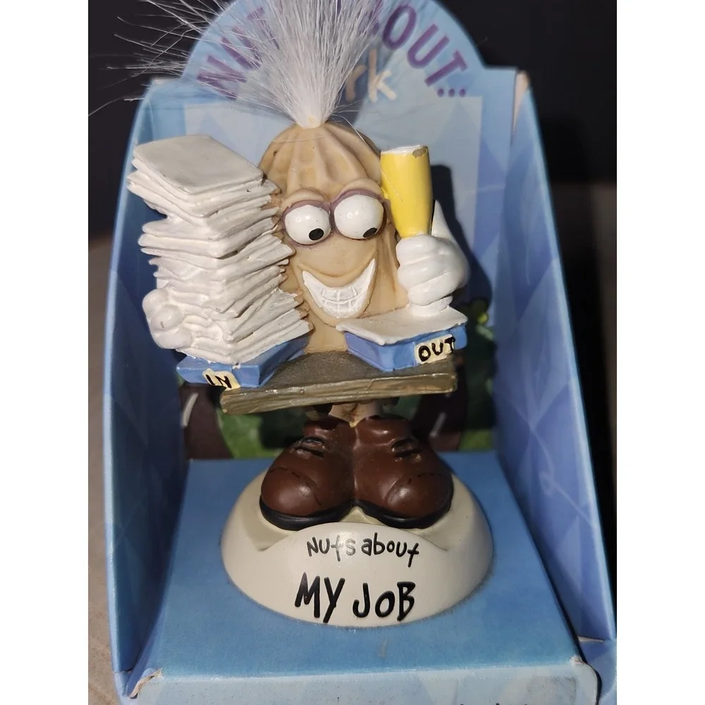 VINTAGE Nuts About Work Peanut Bobble Head Figurine Office Worker‎