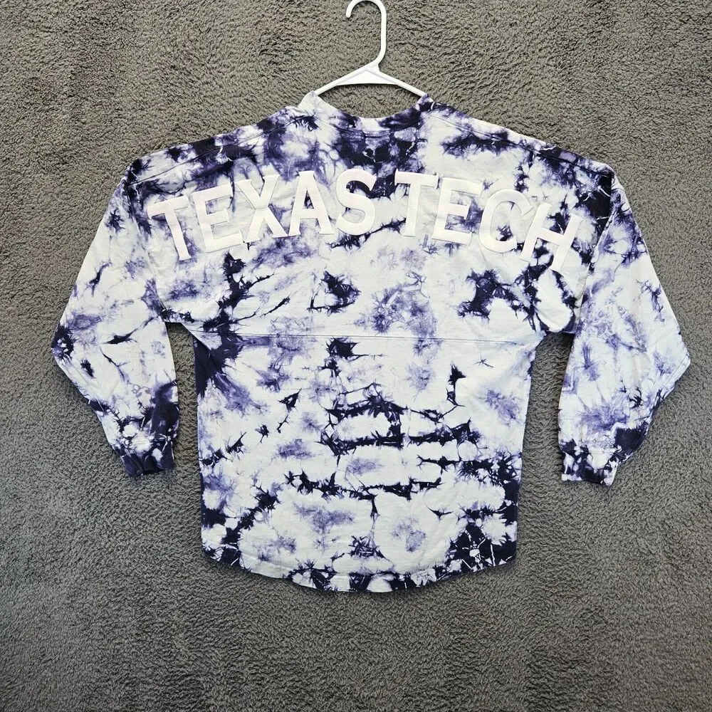Texas Tech Spirit Jersey Shirt Adult Small Purple Tie‎ Dye Crewneck Pullover