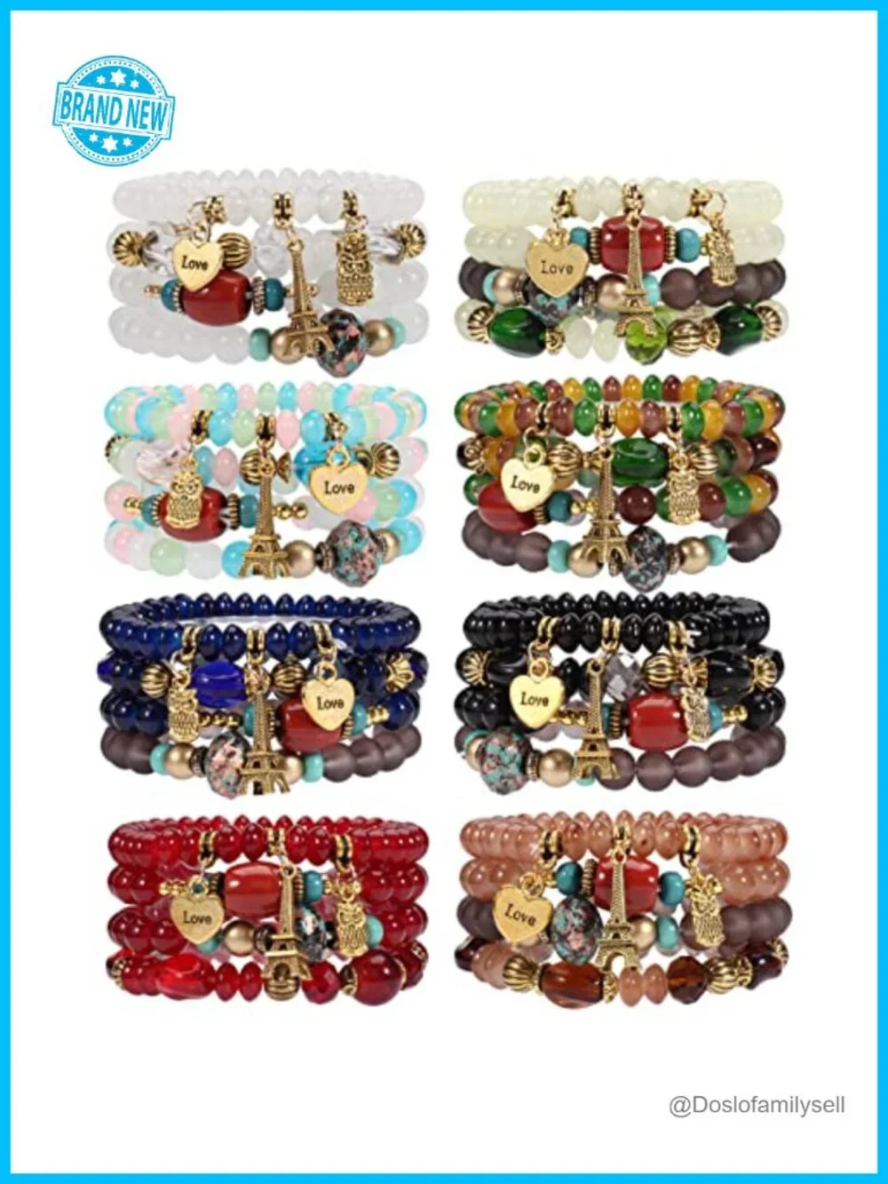 Bohemian Stretch Tassel Bracelet Set - Stackable Charm Chain Bracelets