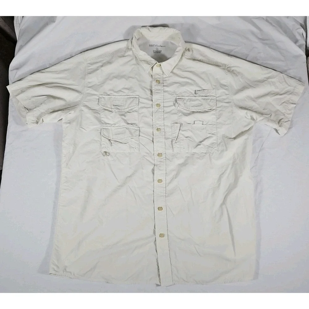 Eddie Bauer Sport Light Weight‎ Fishing Shirt Short Sleeve Button Up Mens XL
