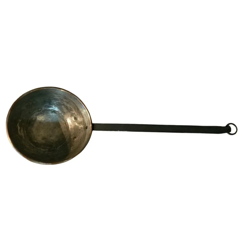 Antique Large Hand Forged French Copper Pots With Brass Handles 23