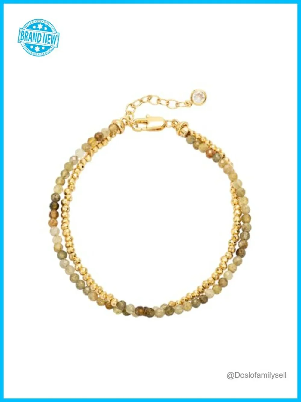 14K Gold Plated Layered Mixed Natural Stone Bead Chain Bracelet