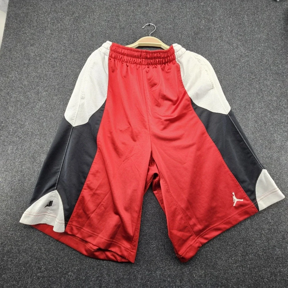 Jordan Men‎ Activewear Shorts L Red Jumpman Durasheen Dazzle Basketball