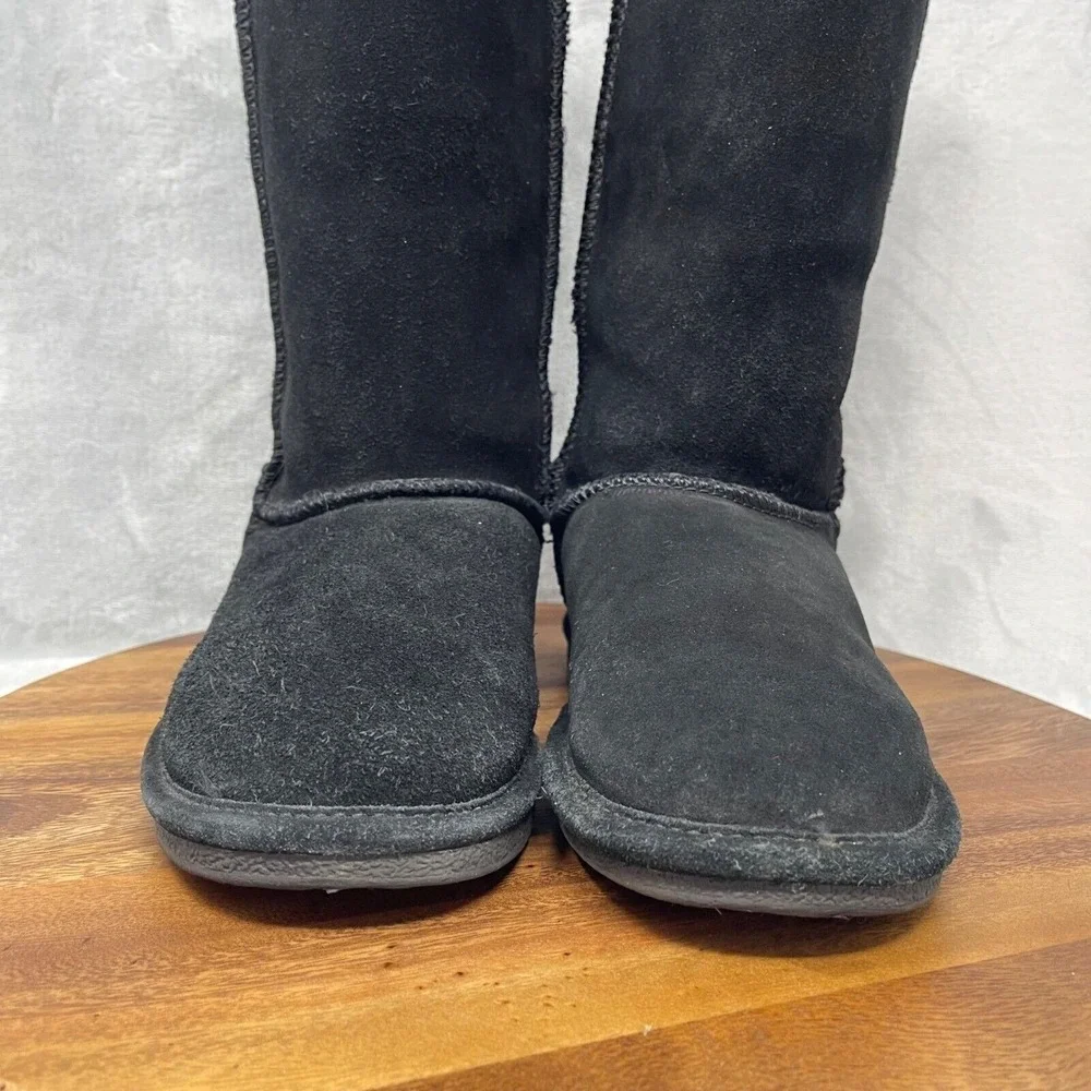 Björndal Boots Womens 6 Black Suede‎ Sheepskin Wool Lined Mid Calf Tall Zoe