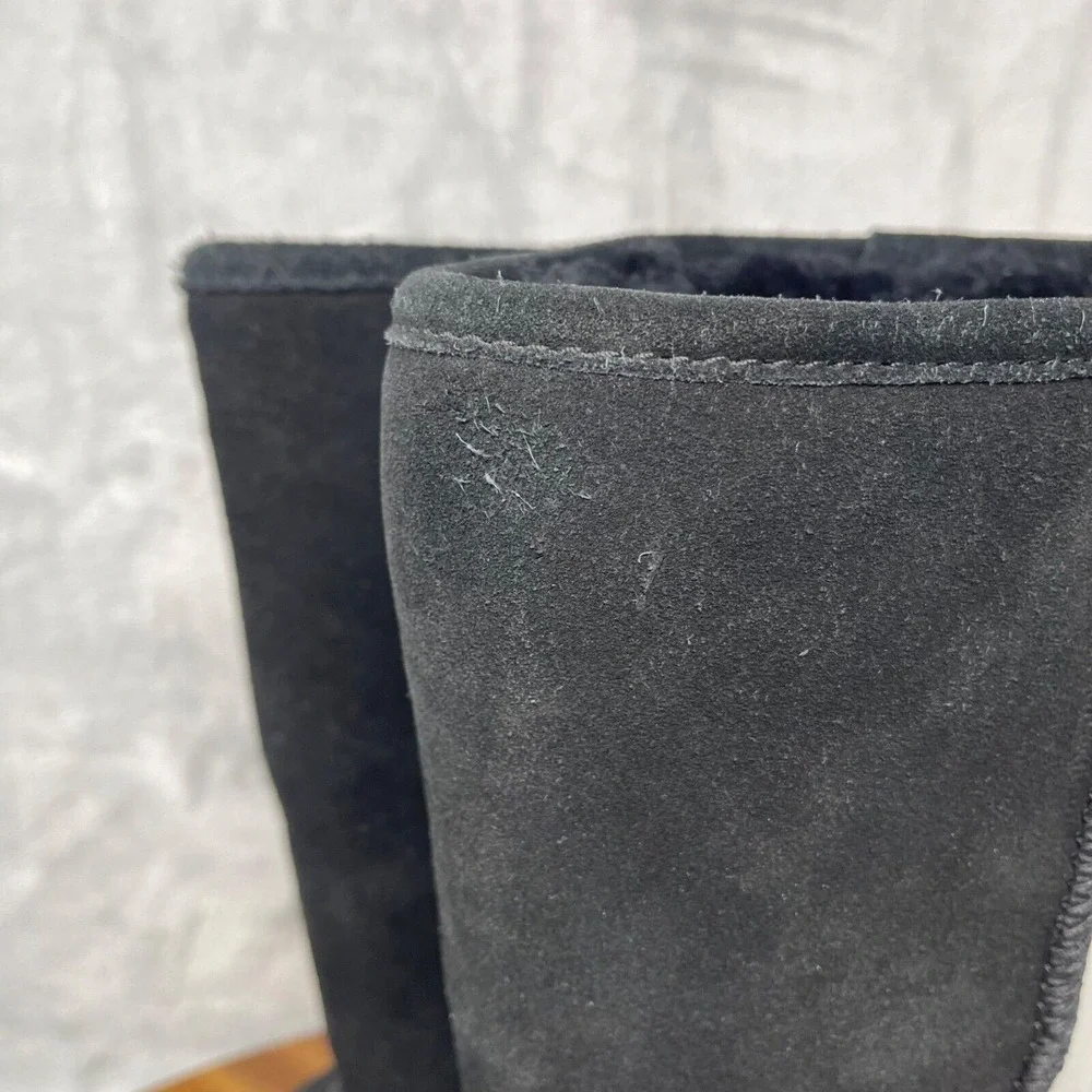 Björndal Boots Womens 6 Black Suede‎ Sheepskin Wool Lined Mid Calf Tall Zoe