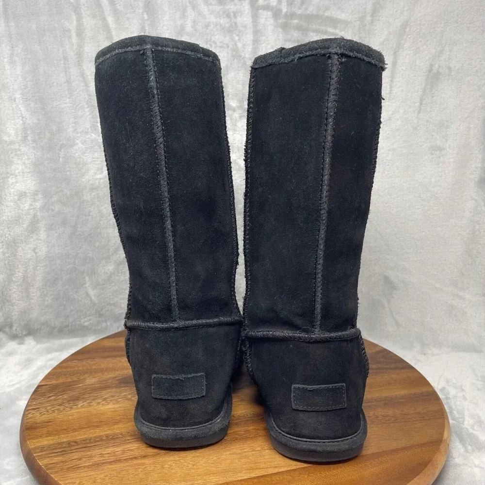 Björndal Boots Womens 6 Black Suede‎ Sheepskin Wool Lined Mid Calf Tall Zoe