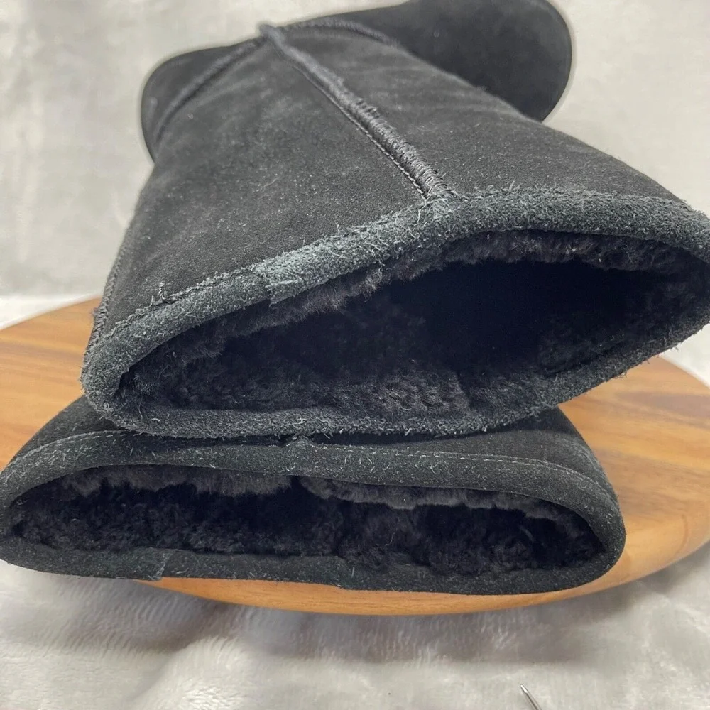 Björndal Boots Womens 6 Black Suede‎ Sheepskin Wool Lined Mid Calf Tall Zoe
