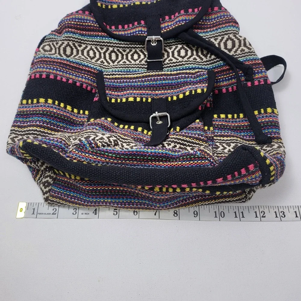 Woven Medium Size BACKPACK PURSE SOUTHWESTERN DESIGN‎ BAJA STYLE Multicolor