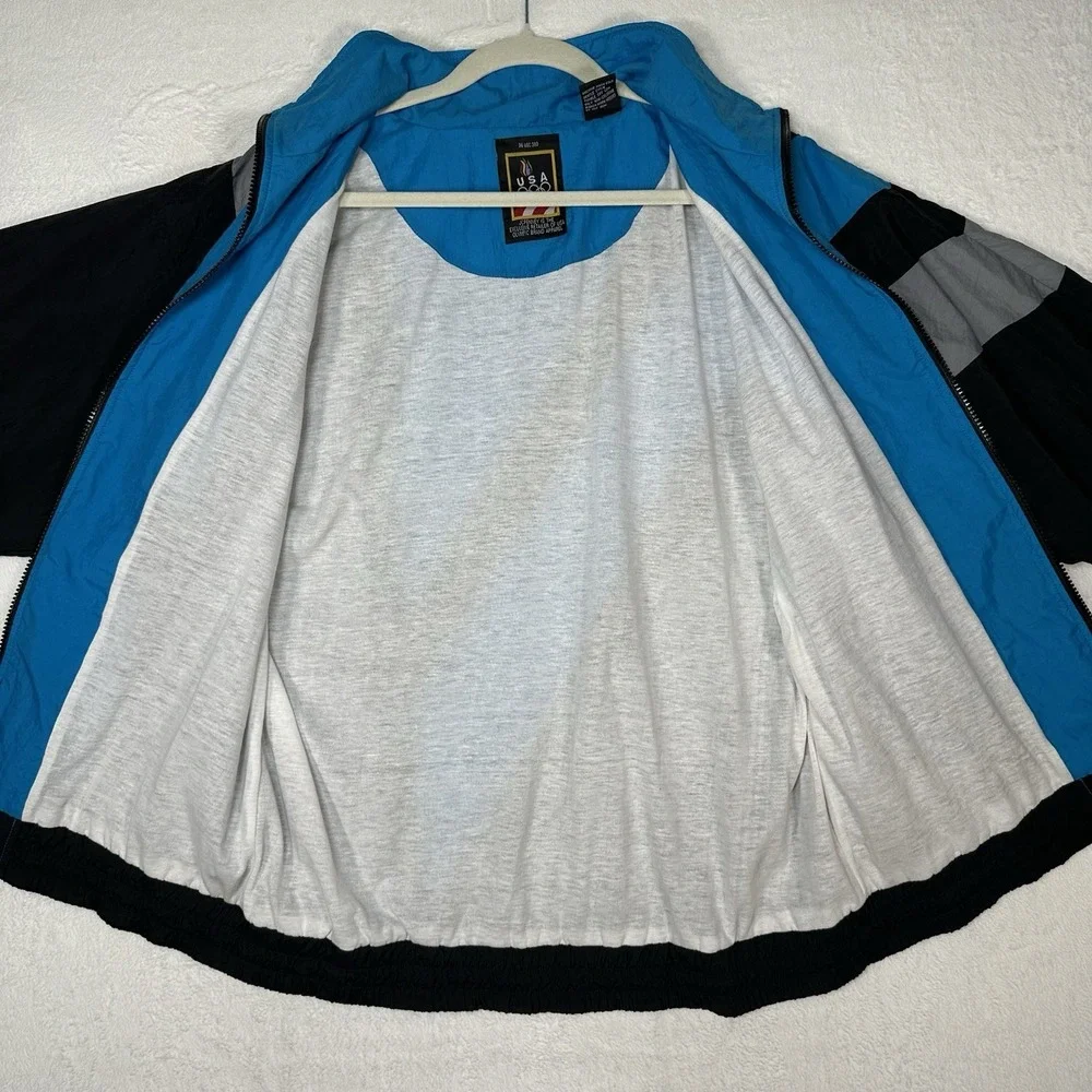 Vtg 90s USA Olympics Windbreaker‎ Jacket Mens M JCPenney Track Nylon Blocky Blue
