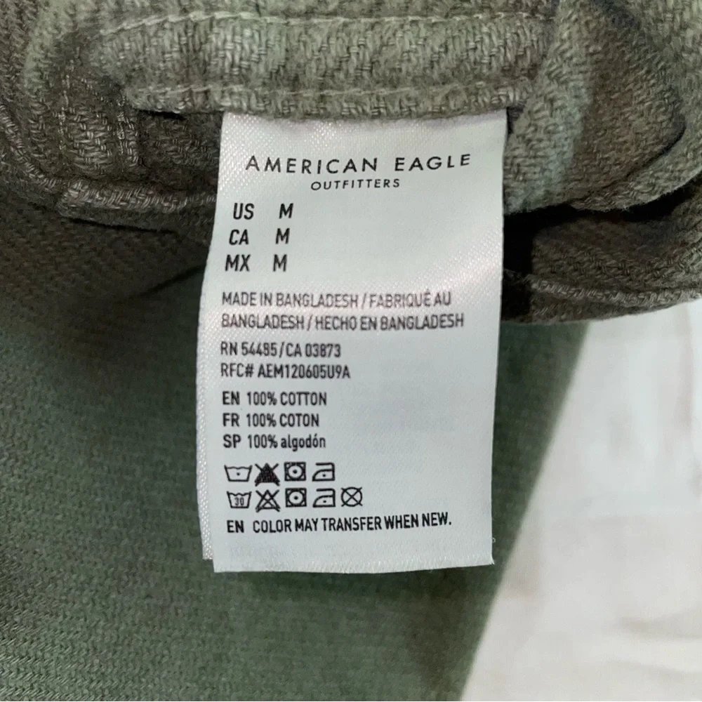 American Eagle Mens Relaxed Fit Heavy Cotton Shirt Jacket Olive Green‎ Medium
