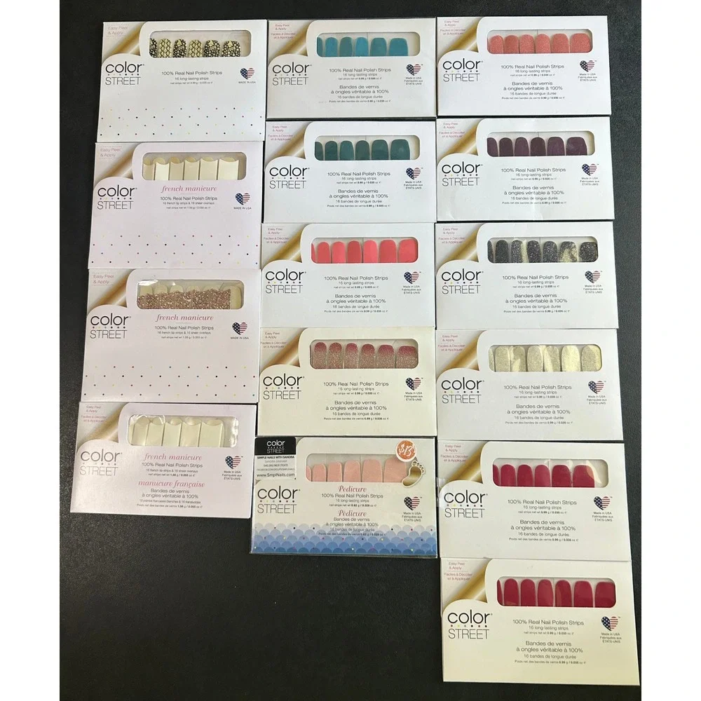 Color Street Nail Polish Strips Assorted French Glitter Pedicure LOT/15‎ Bundle