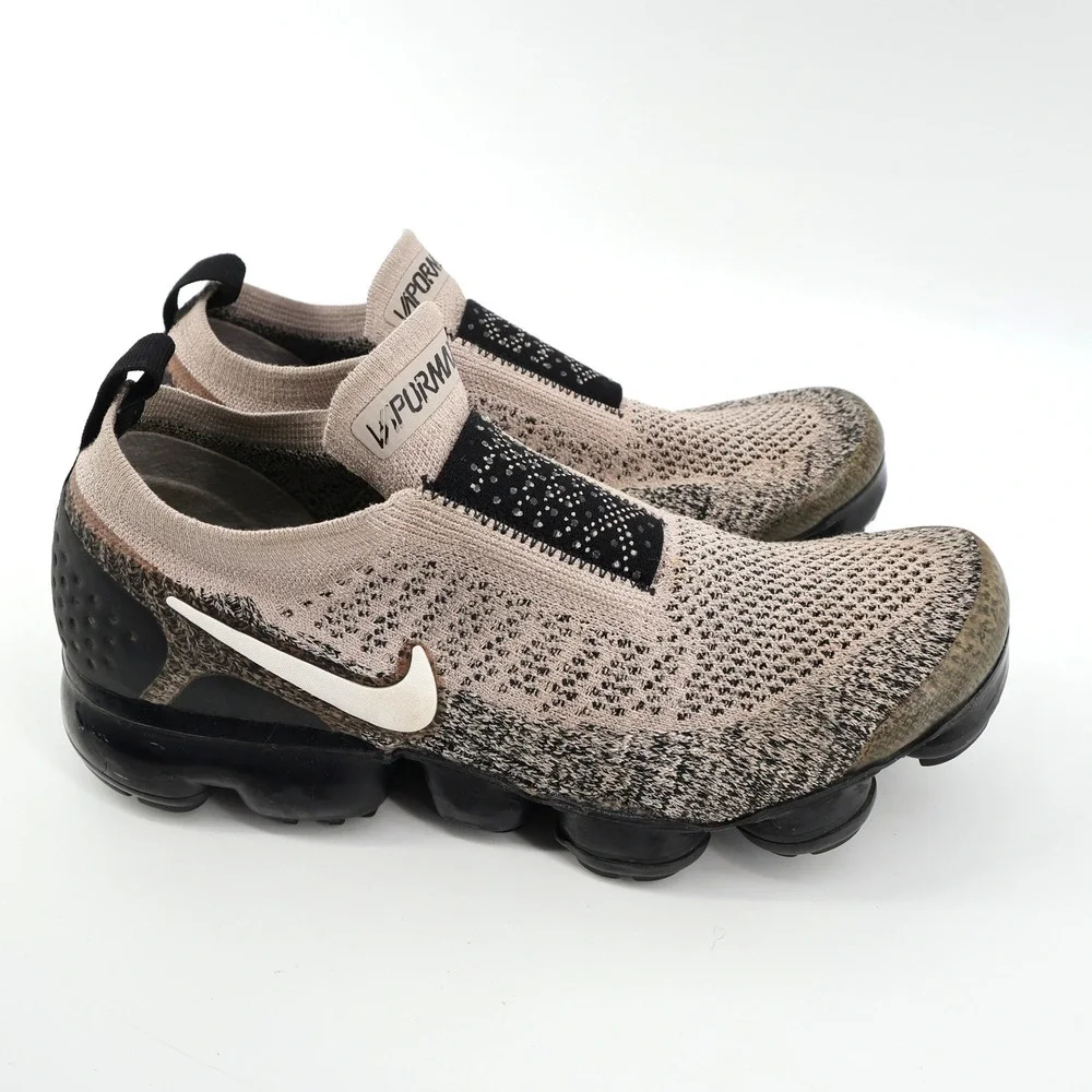 Nike‎ Air VaporMax Flyknit Moc 2 Tan Black Womens Size 8 AJ6599-201 NO INSOLES