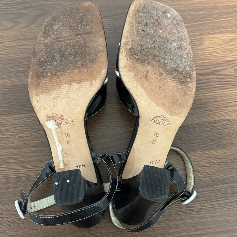 Vintage Bally Black and‎ White Strappy Heels