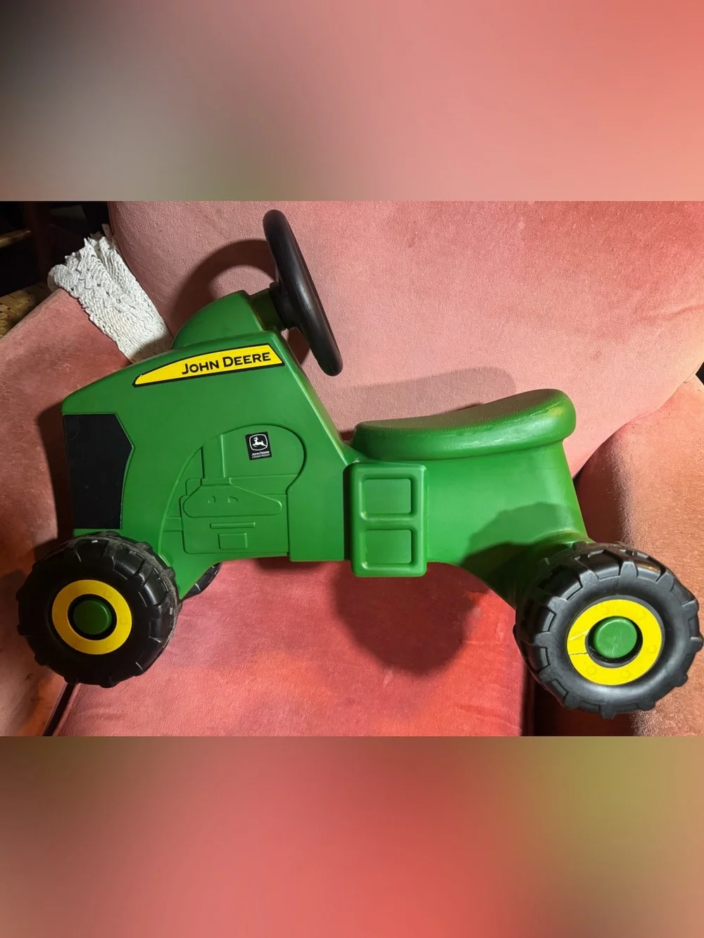 John Deere Green & Black “sit and scoot” Plastic Ride-On Tractor